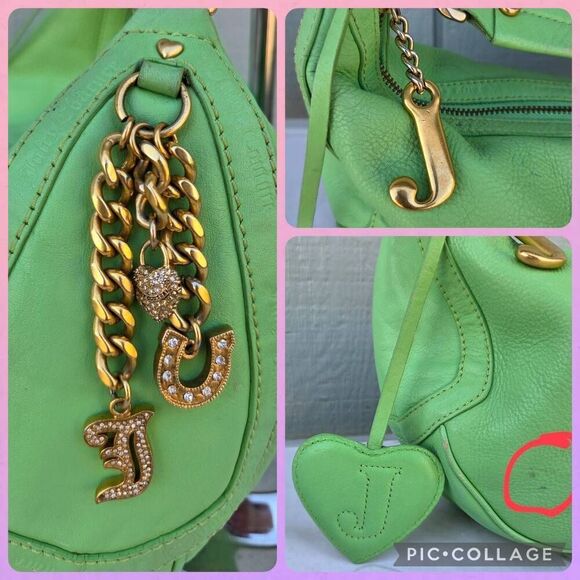 Juicy Couture Y2K Green Leather Hobo Vintage Shoulder Bag - Picture 6 of 10